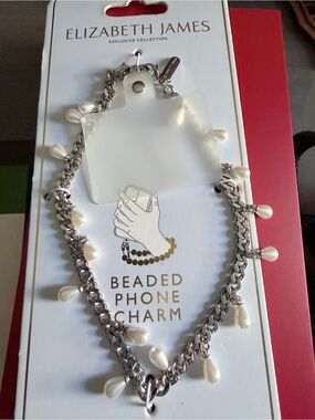 Elizabeth and James Silver Freshwater Pearl Phone Charm
